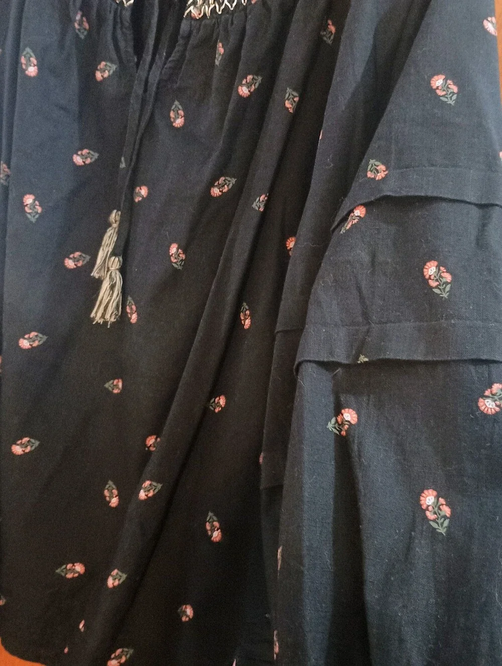 Puff-Sleeve Floral Smocked Poet Swing Blouse -XL